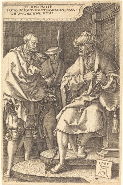 David Werpt Zijn Gewaden Af bij het Nieuws van de Dood van Zijn Zoon, 1540 door Heinrich Aldegrever