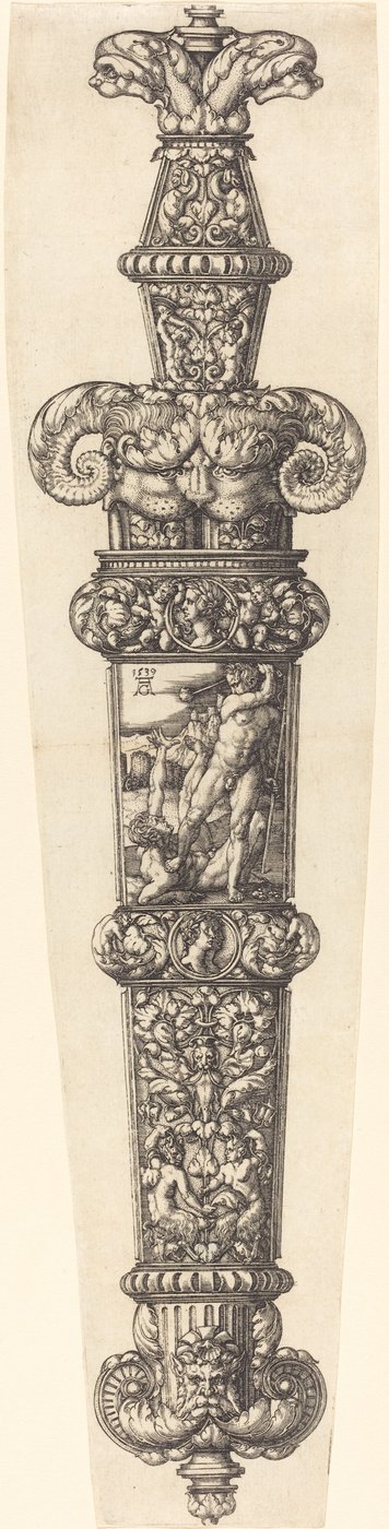 Ontwerp voor een Dolkschede met Kaïn en Abel door Heinrich Aldegrever