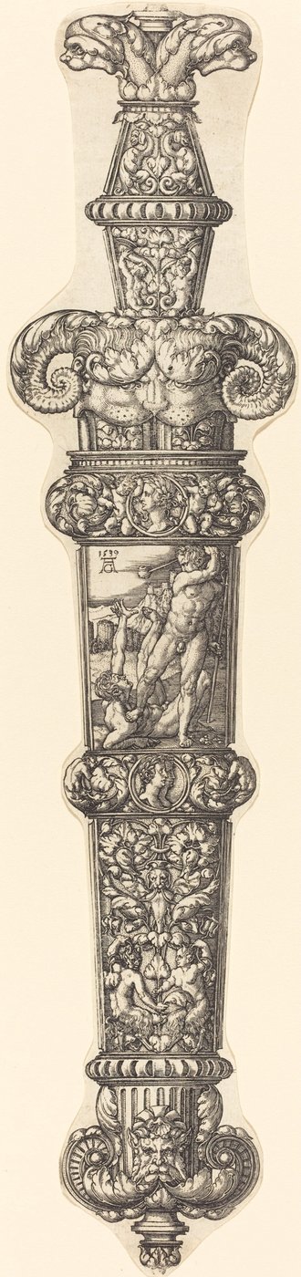 Ontwerp voor een dolkschede met Kaïn en Abel door Heinrich Aldegrever