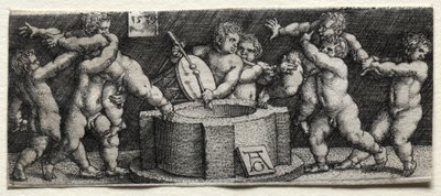 Acht naakte kinderen bij een bron, 1539 door Heinrich Aldegrever
