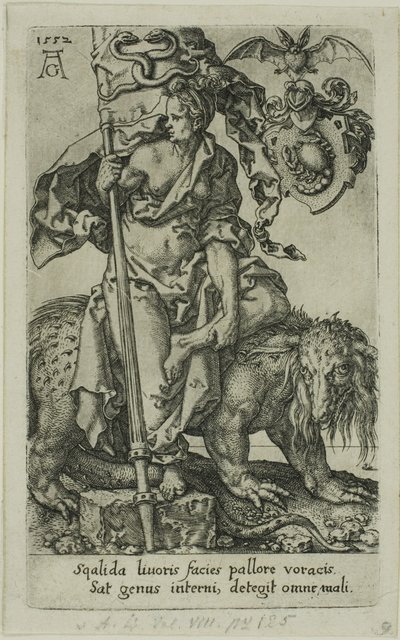 Afgunst, uit de ondeugden door Heinrich Aldegrever