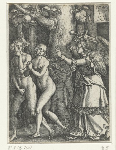 Verdrijving uit het paradijs door Heinrich Aldegrever