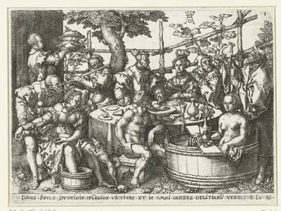 Feestmaal van de rijke man door Heinrich Aldegrever