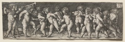 Vijftien naakte kinderen dansen door Heinrich Aldegrever