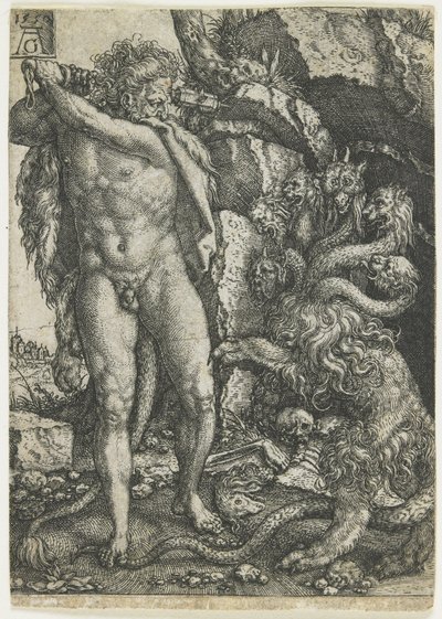 Hercules Vernietigt de Lernaeaanse Hydra, 1550 door Heinrich Aldegrever
