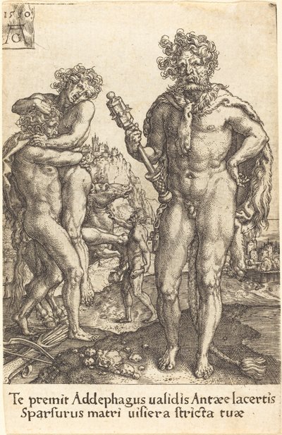 Hercules en Anthaeus door Heinrich Aldegrever
