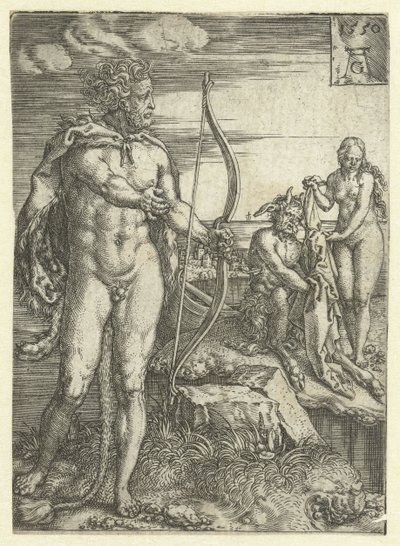 Hercules redt Deïanira van Nessus door Heinrich Aldegrever