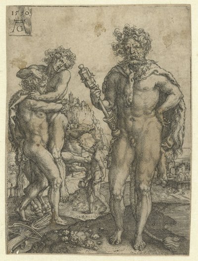 Hercules verslaat Antaeus door Heinrich Aldegrever