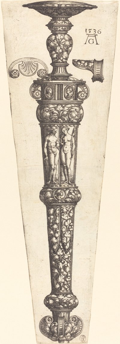Grote dolkschede met naakt paar, 1536 door Heinrich Aldegrever