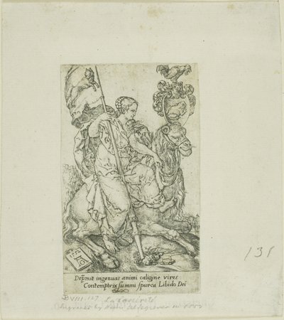 Lust, uit Deugden en Ondeugden door Heinrich Aldegrever