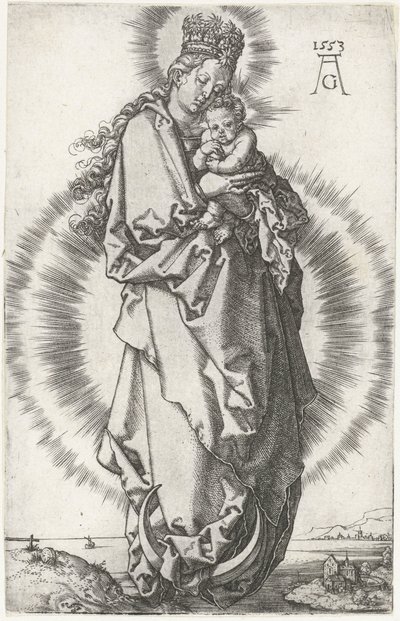 Madonna met kind op de maansikkel door Heinrich Aldegrever
