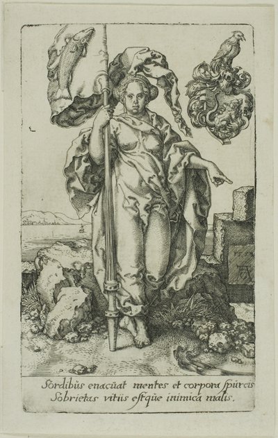 Matigheid, uit de Deugden door Heinrich Aldegrever