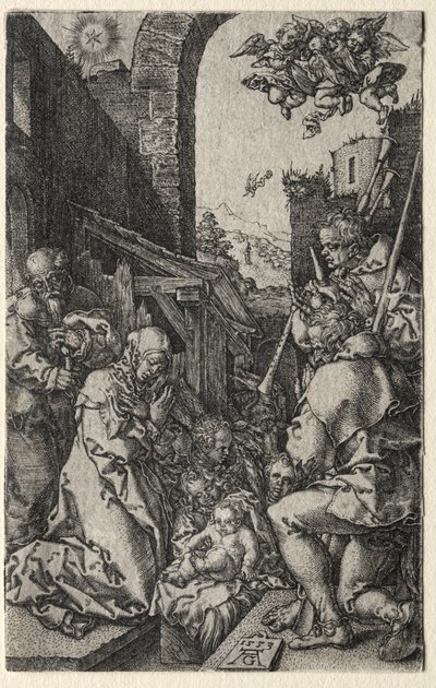De aanbidding van de herders door Heinrich Aldegrever