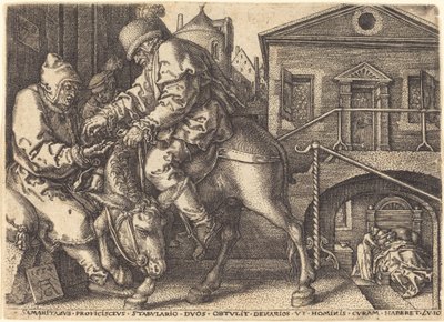 De Barmhartige Samaritaan Betaalt voor het Verblijf van de Reiziger door Heinrich Aldegrever