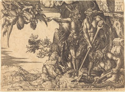 De rijke man die door de duivel wordt meegenomen door Heinrich Aldegrever