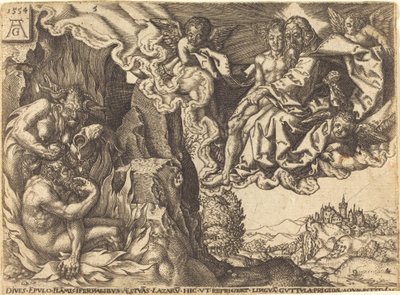 De rijke man in de hel door Heinrich Aldegrever
