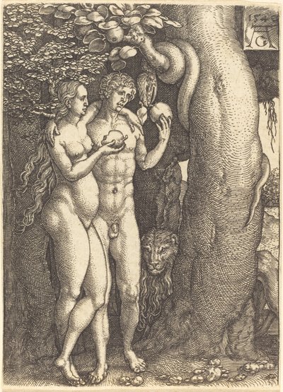 De Verleiding door de Slang door Heinrich Aldegrever