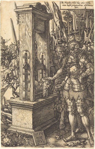Titus Manlius onthoofdt zijn zoon, 1553 door Heinrich Aldegrever