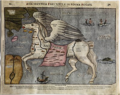 Asia Secunda Pars Terrae in Forma Pegasi door Heinrich Bünting
