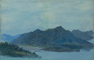 Het Inntal bij Flintsbach met kasteel Falkenstein en het Kaisergebirge op de achtergrond door Heinrich Burkel