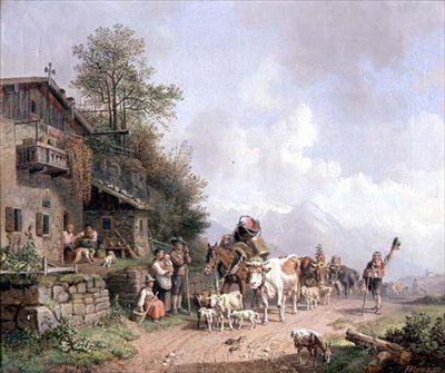 Terugkeer van de kudde door Heinrich Burkel