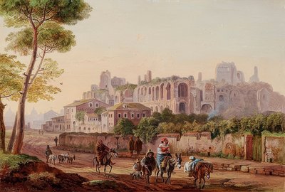 Romeinse straatscène voor de Palatijn. 1832 door Heinrich Burkel