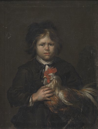 Een boerenjongen met een haan door Heinrich Dittmers