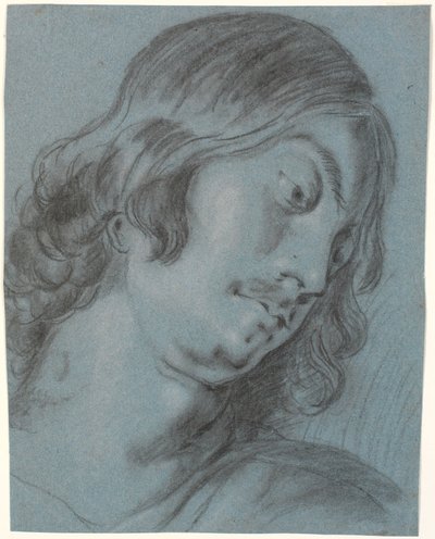 Hoofd van een jonge man, gebogen met rechts door Heinrich Dittmers