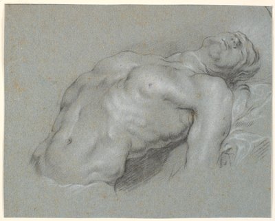 Bovenlichaam van sterk achteroverleunende mannelijke model door Heinrich Dittmers
