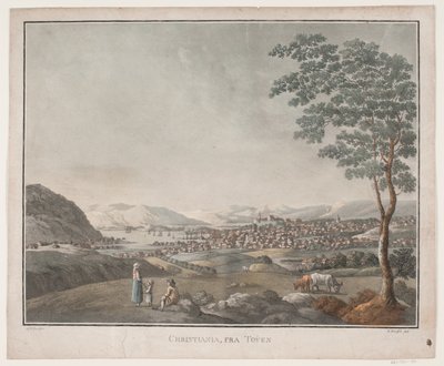 Christiania, vanaf Tøyen door Heinrich Grosch