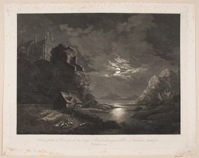 Rivierlandschap bij maanlicht door Heinrich Grosch