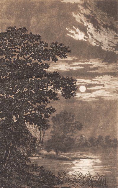 Maanlicht over een meer door Heinrich Grosch