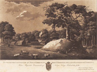 Huidige overblijfselen van het kasteel van Niels Ebbesen Nørreriis. E Storch del. door Heinrich Grosch