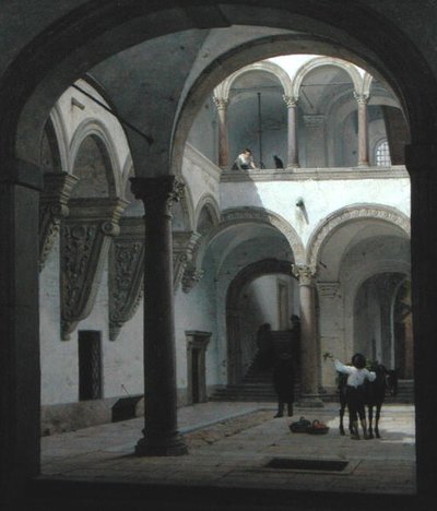 Binnenplaats van het Palazzo Fava, Bologna door Heinrich Hansen