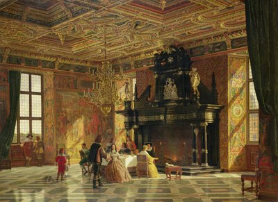 Interieur van de Ridderzaal, Paleis van Fredericksborg, nabij Kopenhagen door Heinrich Hansen