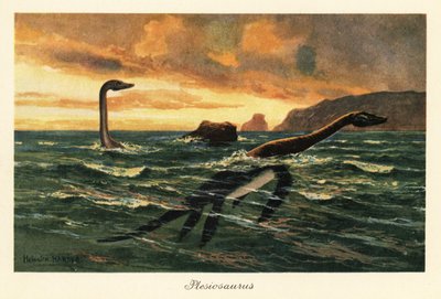 Plesiosaurus dolichodeirus in de oceaan door Heinrich Harder