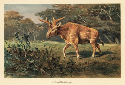Sivatherium giganteum in een jungle open plek door Heinrich Harder