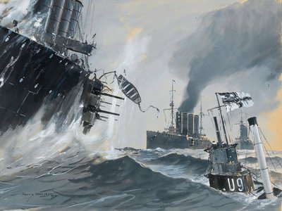 Onderzeeërs en oorlogsschepen: de reizen van HMS Aboukir, Hogue en Cressy, 1914 door Heinrich Heusser