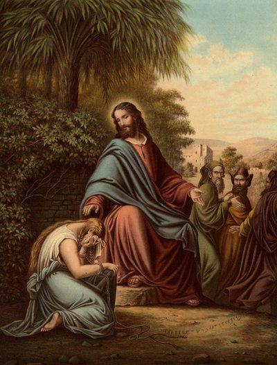 Christus en de overspelige vrouw door Heinrich Jenny