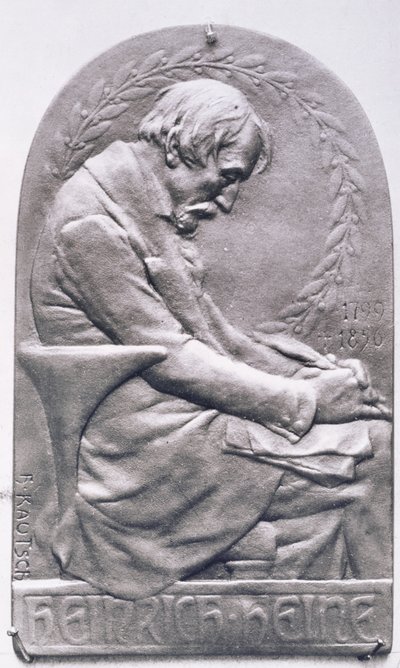 Portretmedaillon van Heinrich Heine (1797-1856) door Heinrich Kautsch