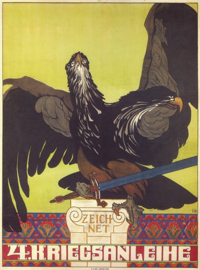 Abonneer je op de vierde oorlogslening, 1916 door Heinrich Lefler