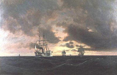 Een Raderstoomboot en Andere Schepen in een Zwelling door Heinrich Leitner