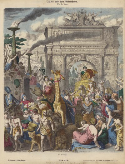 Een Romeinse triomf (gekleurde gravure) door Heinrich Leutemann