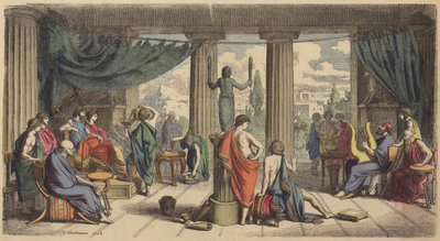 Een koninklijk hof in het oude Griekenland (gekleurde gravure) door Heinrich Leutemann