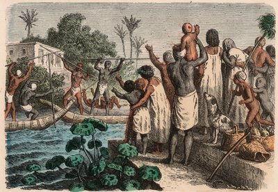 Oud Egypte: Waterstoeien, 1866 door Heinrich Leutemann