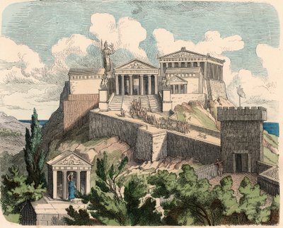 Oud Griekenland: Athene, Akropolis - Parthenon door Heinrich Leutemann