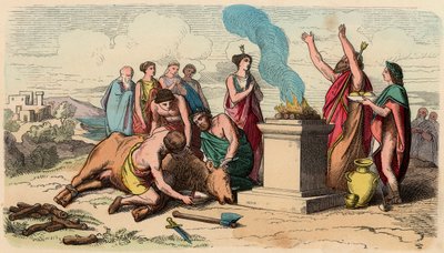 Oude Griekenland: Rituele stierenoffer - Griekenland ten tijde van de koningen door Heinrich Leutemann