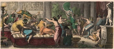Oude Rome: Een banket met een optreden van gladiatoren door Heinrich Leutemann