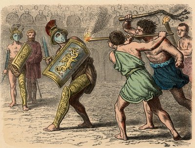 Oud Rome: Een laffe gladiator in gevecht, 1866 door Heinrich Leutemann