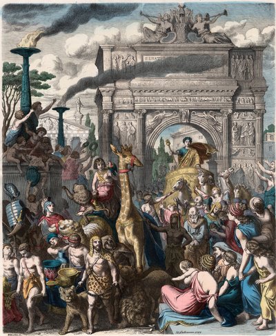 Oud Rome: Een triomftocht in het Romeinse forum door Heinrich Leutemann